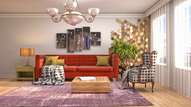 Illustration of the living room interior