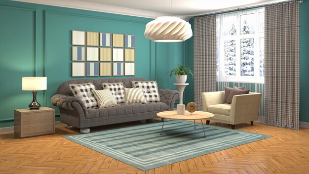 Illustration of the living room interior