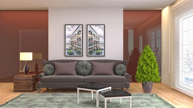 Illustration of the living room interior