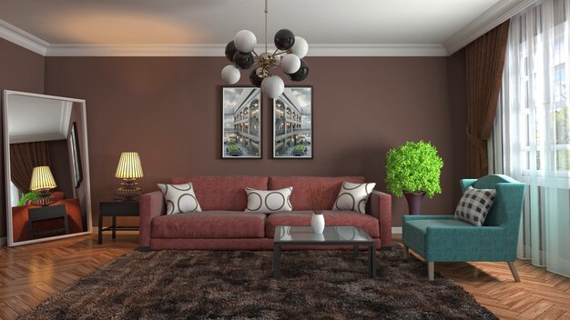 Illustration of the living room interior