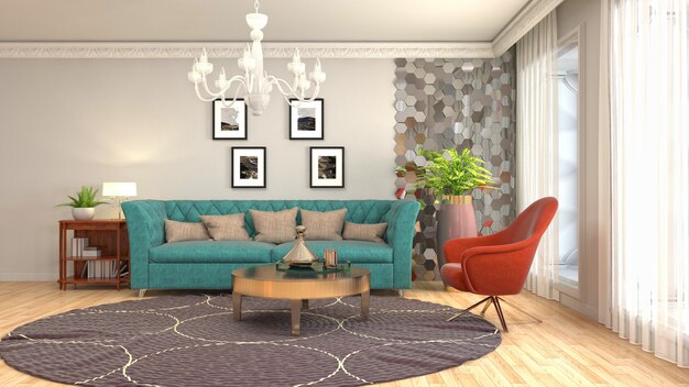 Illustration of the living room interior