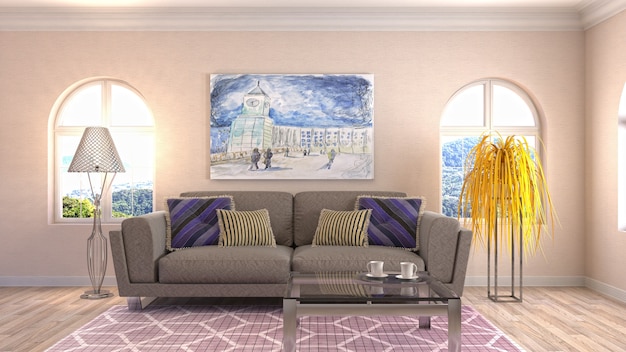 Illustration of the living room interior