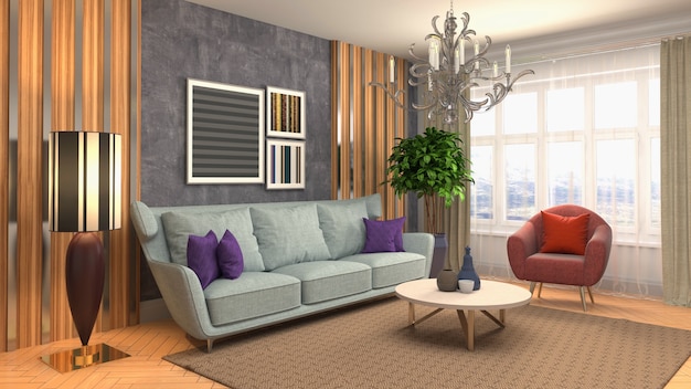 Illustration of the living room interior