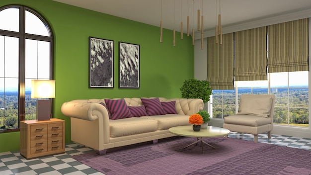 Illustration of the living room interior