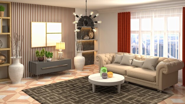 Illustration of the living room interior