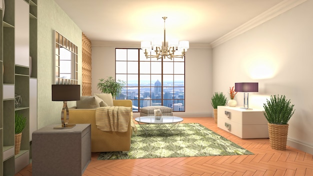 Illustration of the living room interior