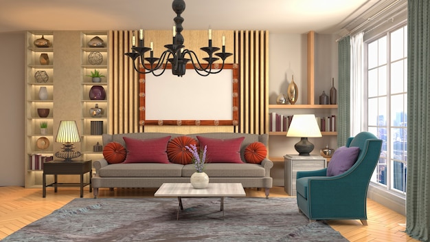 Illustration of the living room interior