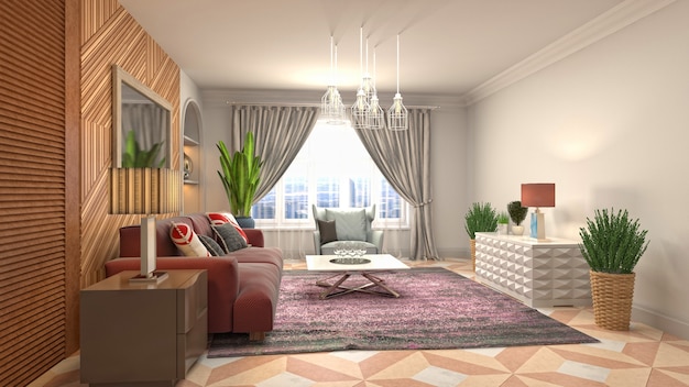 Illustration of the living room interior