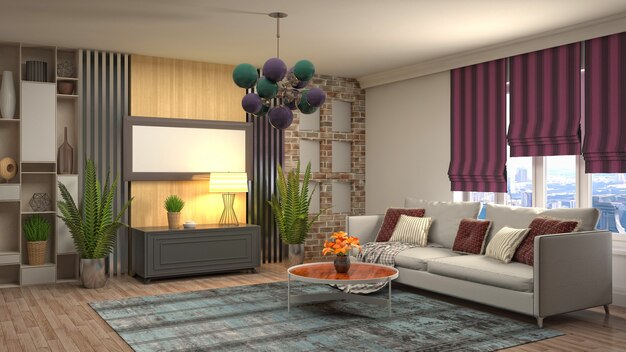 Illustration of the living room interior