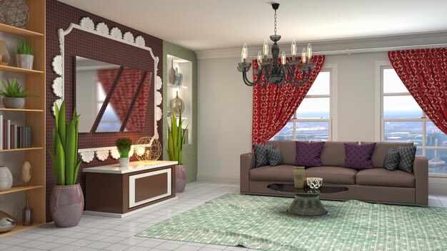 Illustration of the living room interior