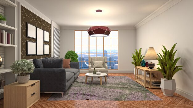 Illustration of the living room interior