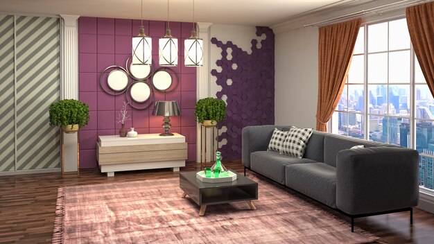 Illustration of the living room interior