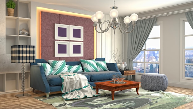 Illustration of the living room interior