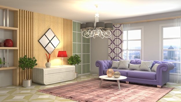 Illustration of the living room interior