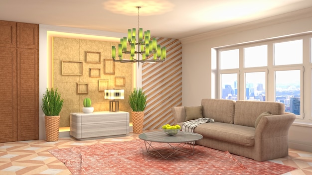 Illustration of the living room interior