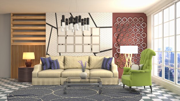 Illustration of the living room interior