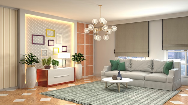 Illustration of the living room interior