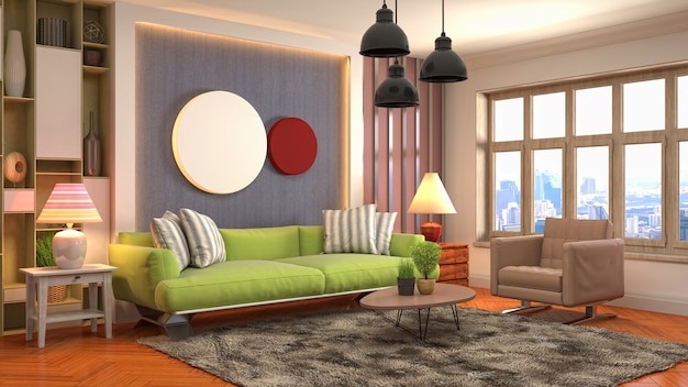 Illustration of the living room interior