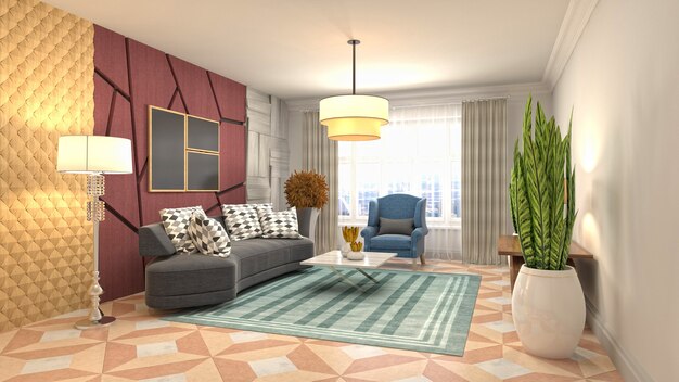 Illustration of the living room interior