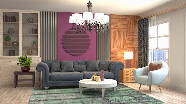 Illustration of the living room interior