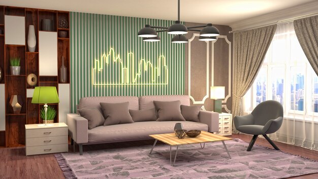 Illustration of the living room interior