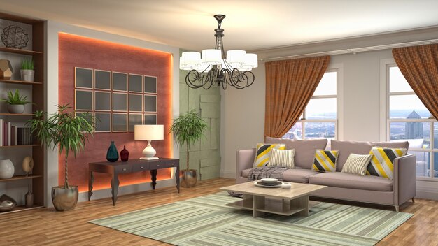 Illustration of the living room interior