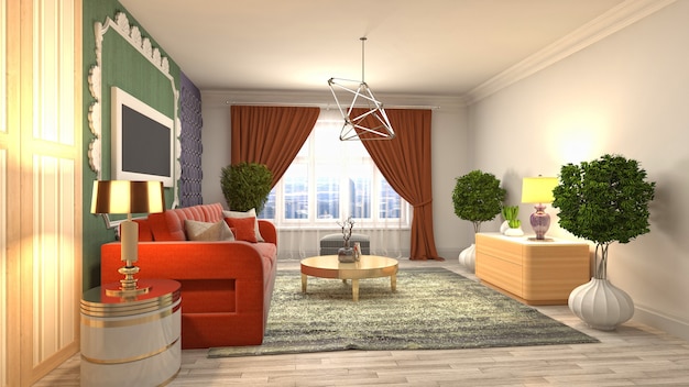 Illustration of the living room interior