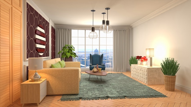 Illustration of the living room interior