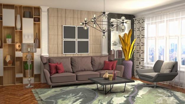 Illustration of the living room interior