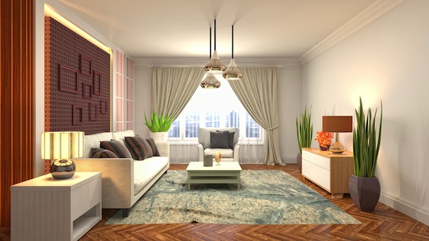 Illustration of the living room interior