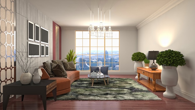 Illustration of the living room interior