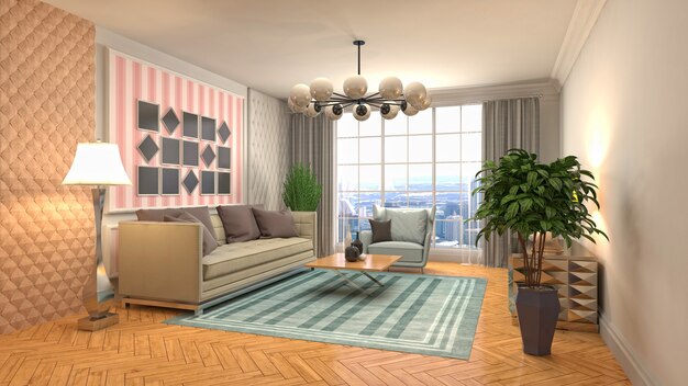 Illustration of the living room interior