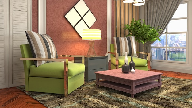 Illustration of the living room interior