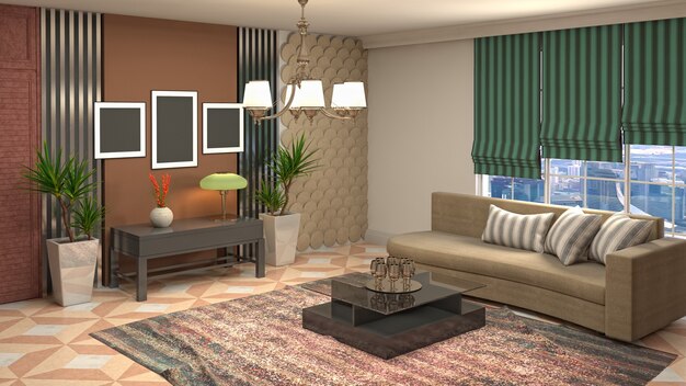 Illustration of the living room interior