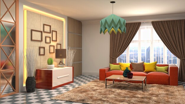 Illustration of the living room interior