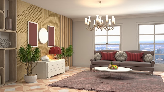 Illustration of the living room interior