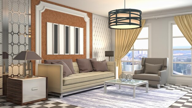 Illustration of the living room interior