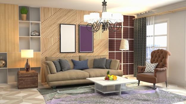 Illustration of the living room interior