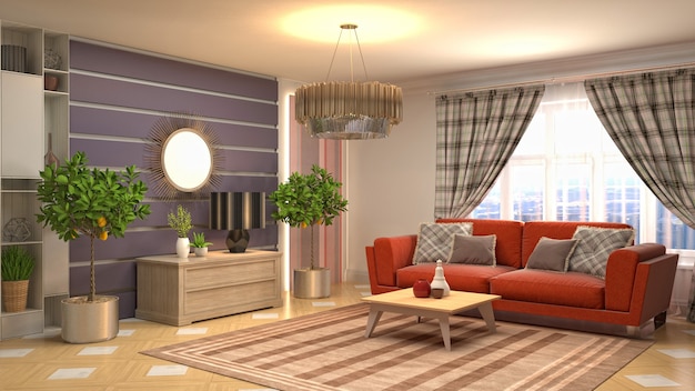 Illustration of the living room interior