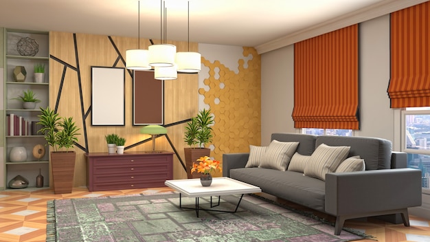 Illustration of the living room interior