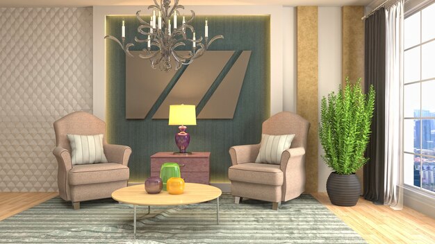 Illustration of the living room interior