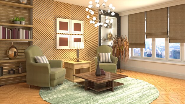 Illustration of the living room interior