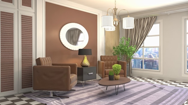 Illustration of the living room interior