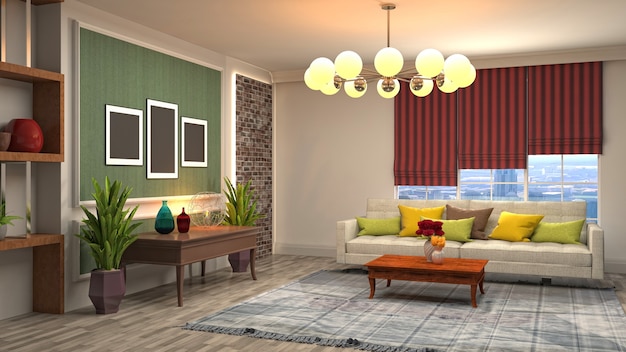 Illustration of the living room interior