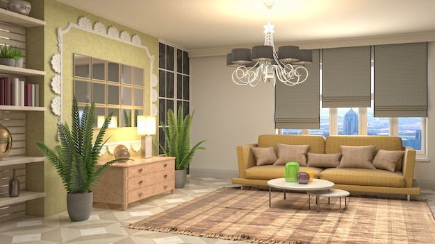 Illustration of the living room interior