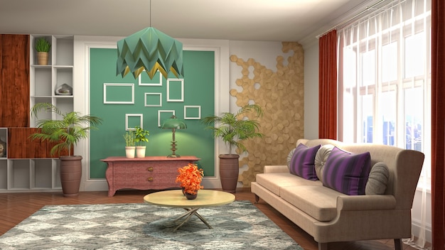 Illustration of the living room interior