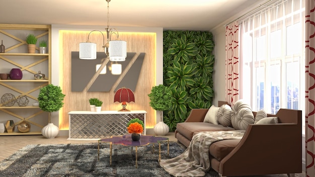 Illustration of the living room interior