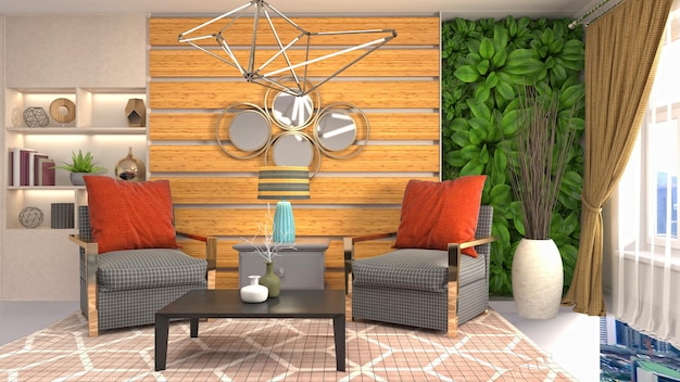 Illustration of the living room interior