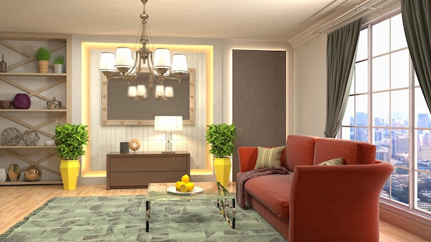 Illustration of the living room interior