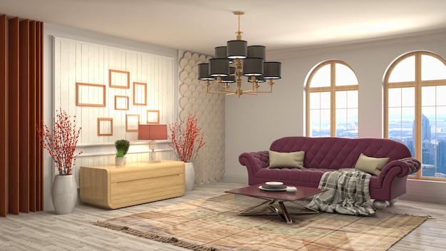 Illustration of the living room interior